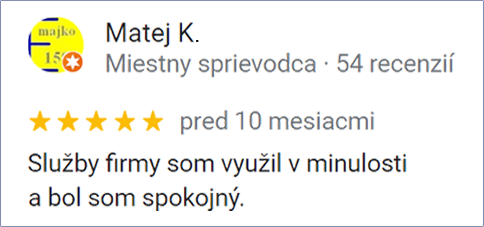 Recenzia zákazníka na služby AVrental